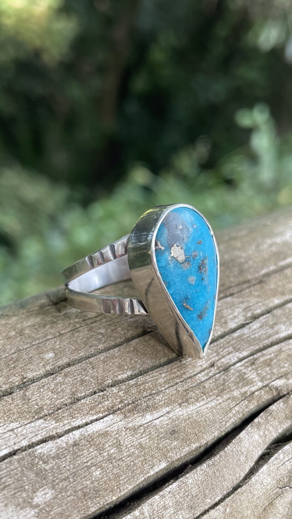 Anillo de plata con turquesa iraní talla 18