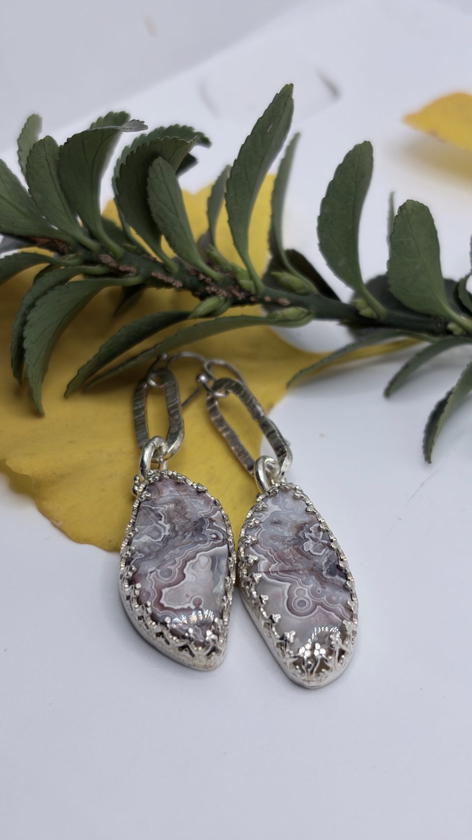 Pendientes con crazy lace en plata de ley
