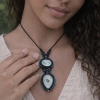 collar macrame con cuarzo solar