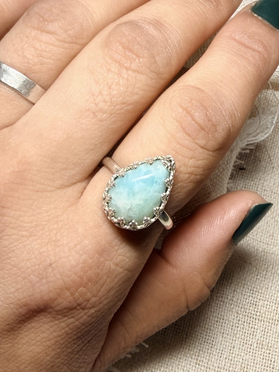 Anillo con Larimar talla 19
