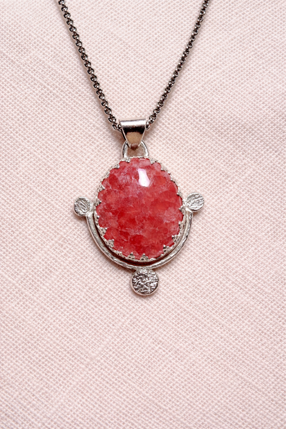 Collar Ofrenda de Rodocrosita en Plata de Ley