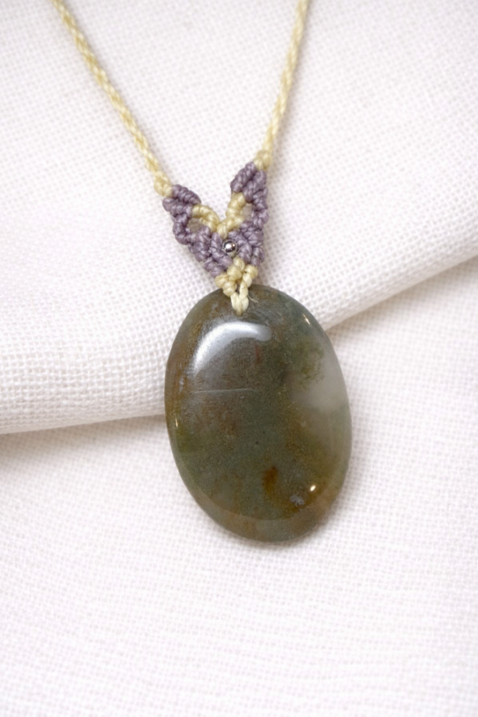 Collar de Macramé con Ágata Musgo Natural