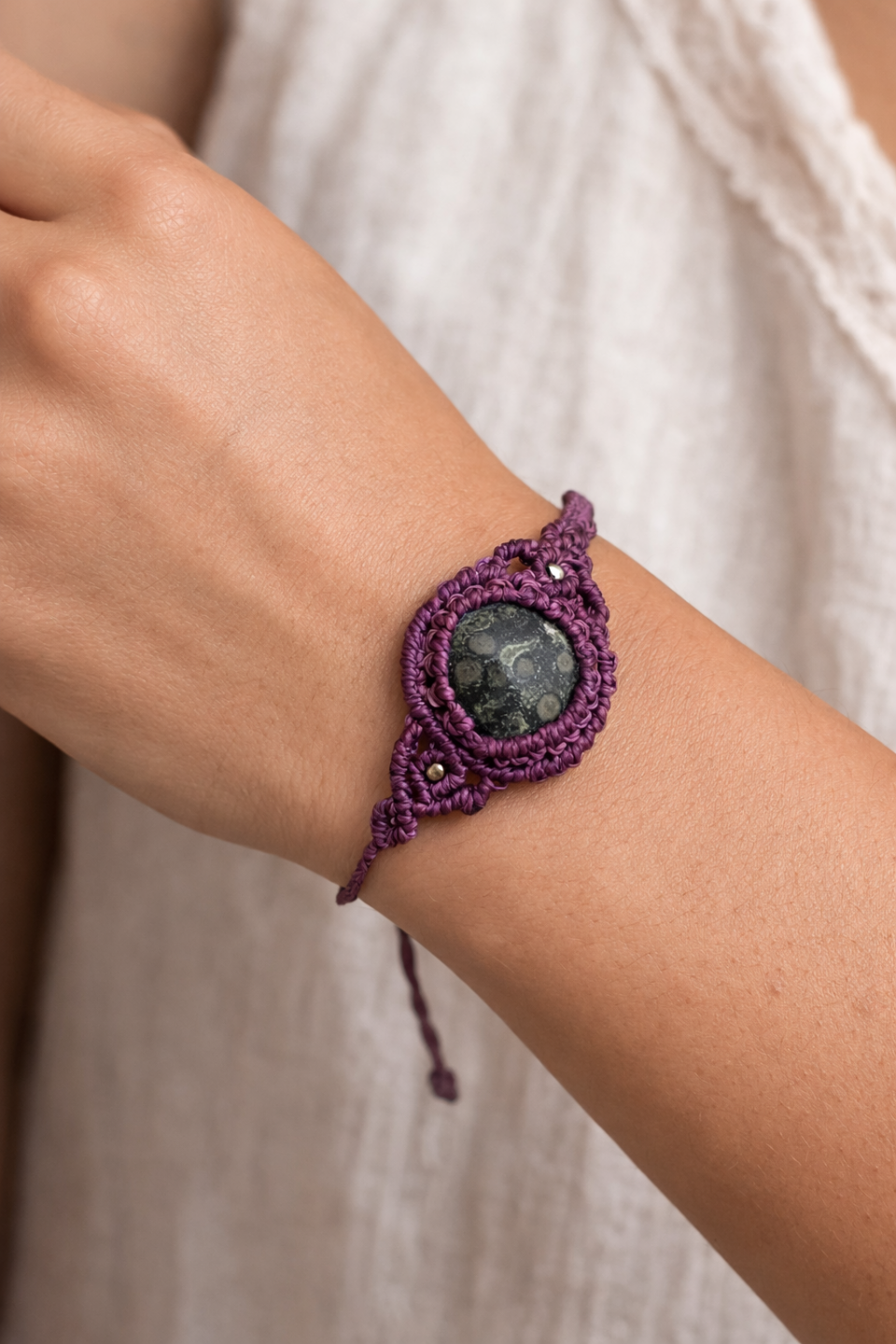 Pulsera Halley de macramé con jaspe Bambara